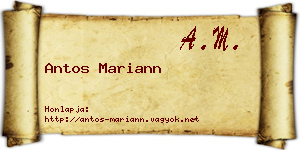 Antos Mariann névjegykártya